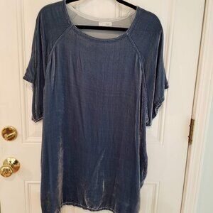CP Shades Free People Blue Velvet  Mini Dress Tunic, Size Large
